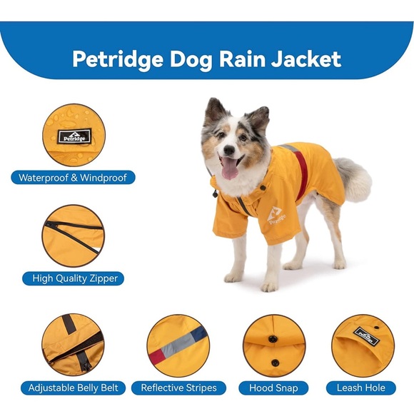 Petridge | 55M | Dog Raincoat Waterproof Windproof Coat for Medium Dog - Picture 3 of 14
